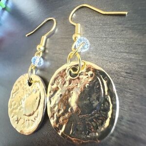 Gold Coin Drop Earrings